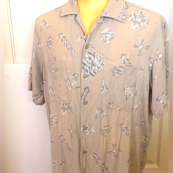 Mens Shirt vintage shirt short sleeves loose fit open collar soft rayon linen - Picture 2 of 10